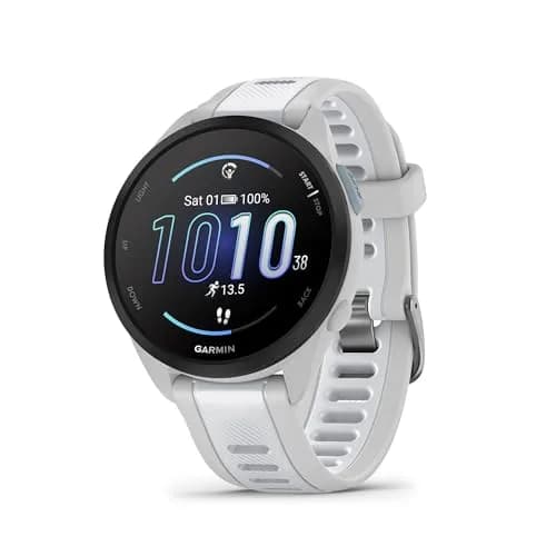 Garmin Forerunner® 165 Music Running Smartwatch 43mm Turquoise | AMOLED Touchscreen with GPS & Music Storage — Whitestone / Standard