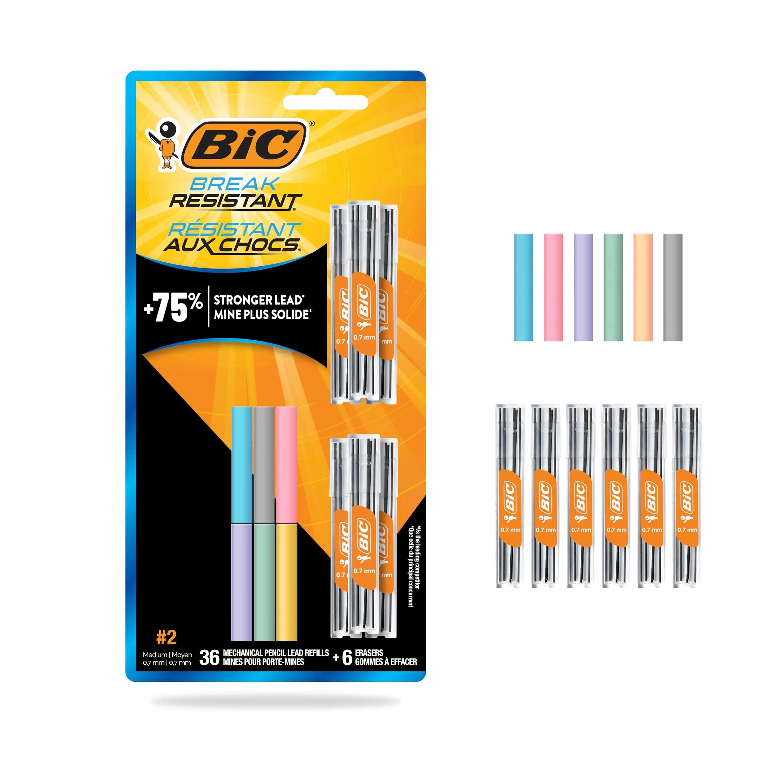 BIC Break Resistant Mechanical Pencil 0.7mm | Refillable & Twist-Up Jumbo Eraser for School & Office — Black