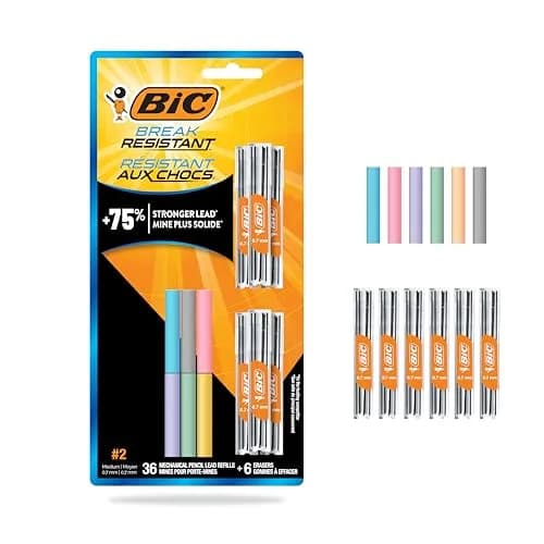 BIC Break Resistant Mechanical Pencil 0.7mm | Refillable & Twist-Up Jumbo Eraser for School & Office thumbnail 1