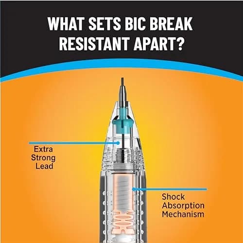 BIC Break Resistant Mechanical Pencil 0.7mm | Refillable & Twist-Up Jumbo Eraser for School & Office thumbnail 4