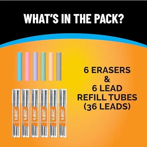 BIC Break Resistant Mechanical Pencil 0.7mm | Refillable & Twist-Up Jumbo Eraser for School & Office thumbnail 2