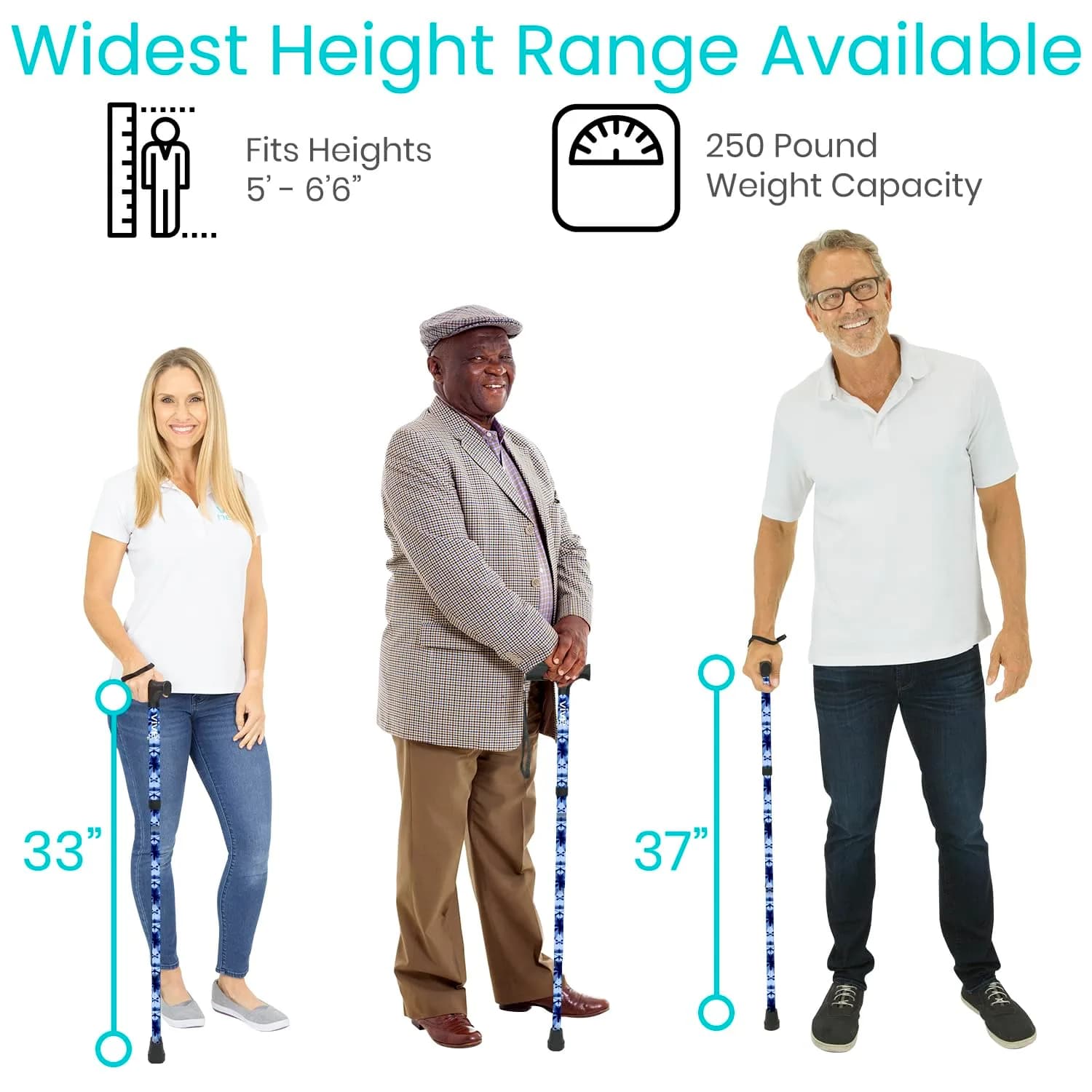 Vive Folding Cane - Blue Burst | Lightweight Adjustable Aluminum Walking Stick with Ergonomic Grip & Non-Slip Tip - view 5