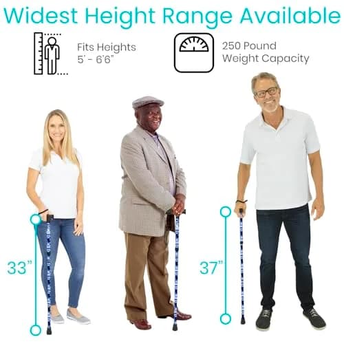 Vive Folding Cane - Blue Burst | Lightweight Adjustable Aluminum Walking Stick with Ergonomic Grip & Non-Slip Tip thumbnail 5