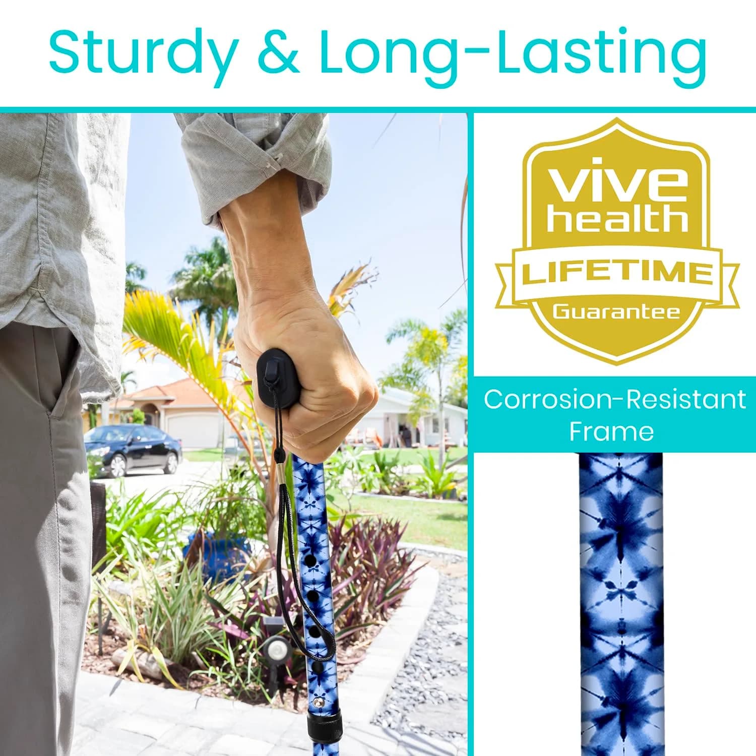 Vive Folding Cane - Blue Burst, Adjustable Lightweight Mobility Aid for Men & Women - view 3