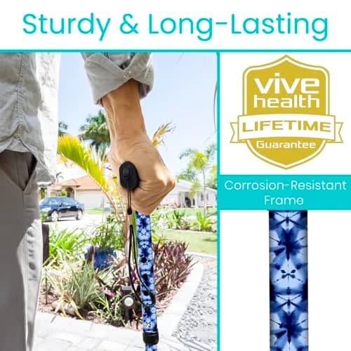 Vive Folding Cane - Blue Burst | Lightweight Adjustable Aluminum Walking Stick with Ergonomic Grip & Non-Slip Tip thumbnail 3