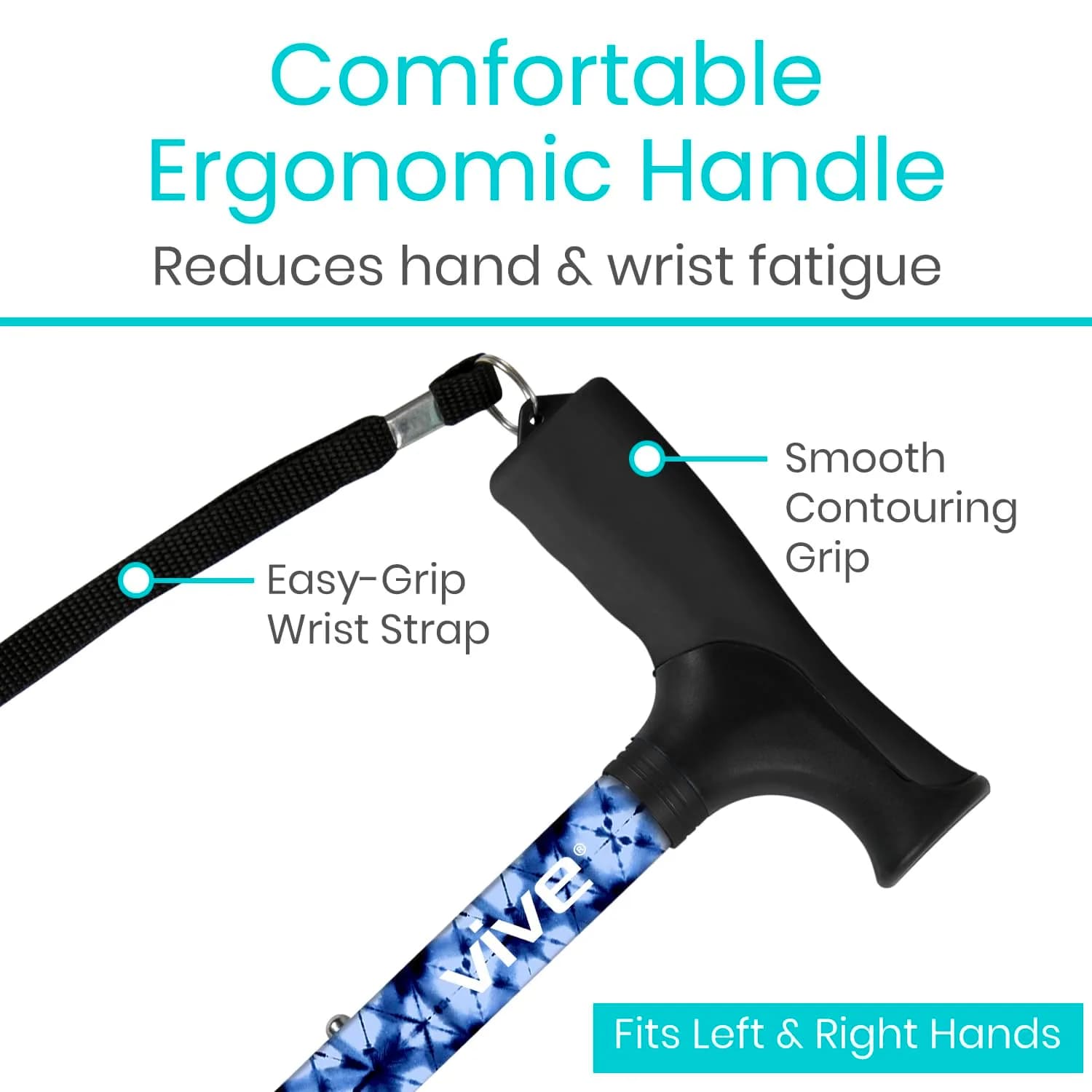 Vive Folding Cane - Blue Burst, Adjustable Lightweight Mobility Aid for Men & Women - view 4