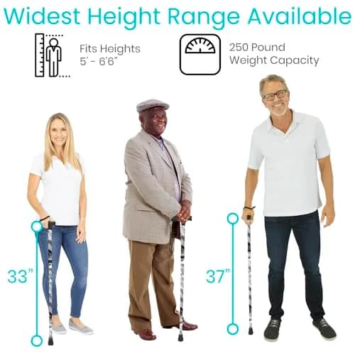 Vive Folding Cane - Adjustable Aluminum Walking Cane with Ergonomic Grip & Non-Slip Tip, 33-37 Inch Height | Mobility Aid for Men & Women thumbnail 5