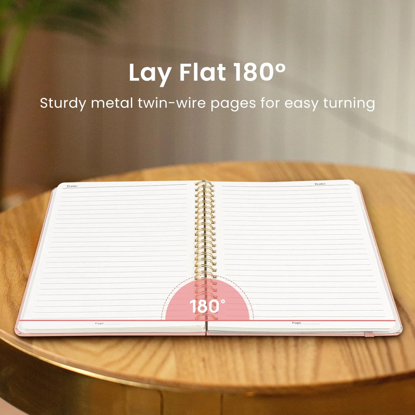 Taja Lined Spiral Journal Notebook A5 (5.7" x 7.9") Pink | Acid-Free Paper for Smooth Ink Flow - view 4