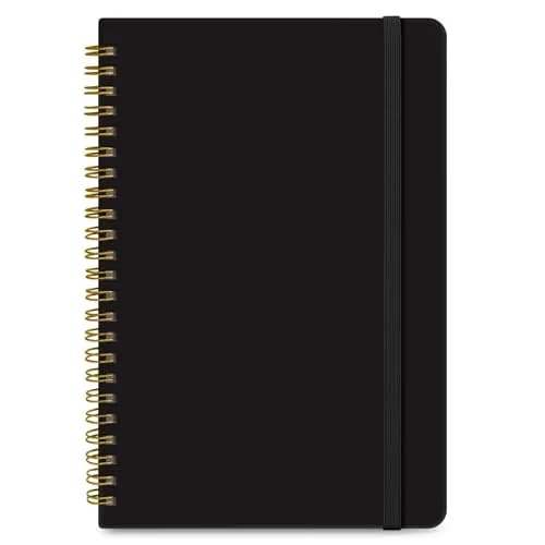 Taja Lined Spiral Journal Notebook A5 (5.7" x 7.9") | Acid-Free Paper for Smooth Ink Flow — C.Black