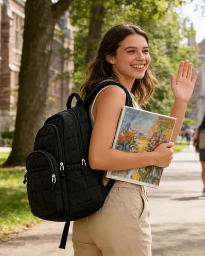 BAGSMART Travel Backpack for Women, 15.6" Laptop Backpack, Black | Water-Resistant with Trolley Sleeve thumbnail 6