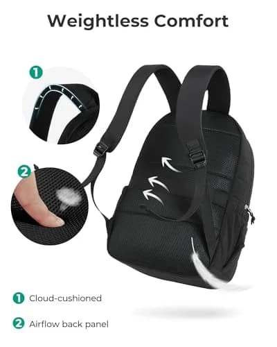 BAGSMART Travel Backpack for Women, 15.6" Laptop Backpack, Black | Water-Resistant with Trolley Sleeve thumbnail 7