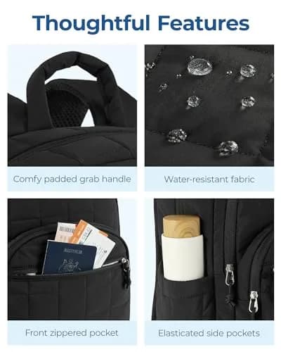 BAGSMART Travel Backpack for Women, 15.6" Laptop Backpack, Black | Water-Resistant with Trolley Sleeve thumbnail 9