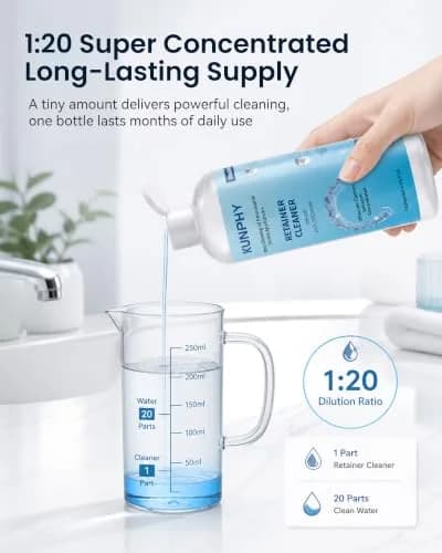 kunphy Ultrasonic Retainer Cleaner Solution 250ml (8.5 Fl Oz) | Professional Dental Appliance Cleaning thumbnail 4