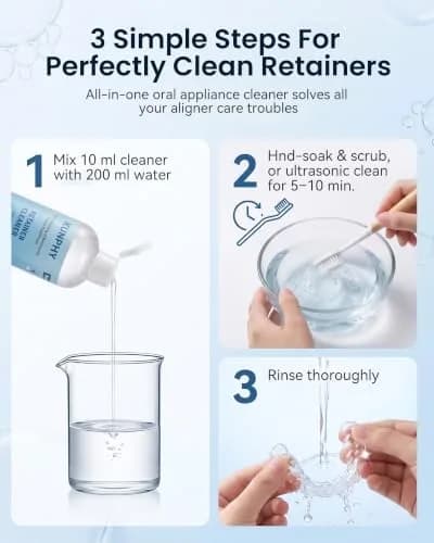 kunphy Ultrasonic Retainer Cleaner Solution 250ml (8.5 Fl Oz) | Professional Dental Appliance Cleaning thumbnail 8