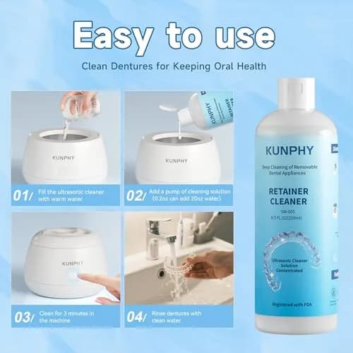 kunphy Ultrasonic Retainer Cleaner Solution 500ml (17 fl oz) | Cleans Aligners, Mouthguards & Dentures thumbnail 6
