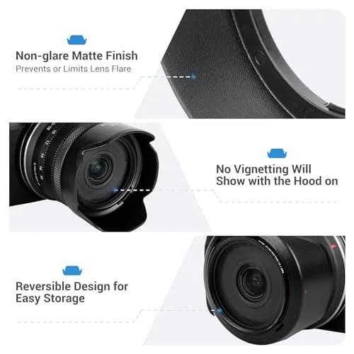 JJC EW-53B Lens Hood for Canon RF-S 10-18mm f/4.5-6.3 IS STM Lens | Reversible Design, 49mm Filter Compatible thumbnail 3