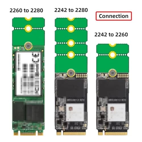 xiwai 2pcs M.2 NGFF NVME Adapter Brackets Support 2230-2280 | Convert & Extend SSD Compatibility thumbnail 3