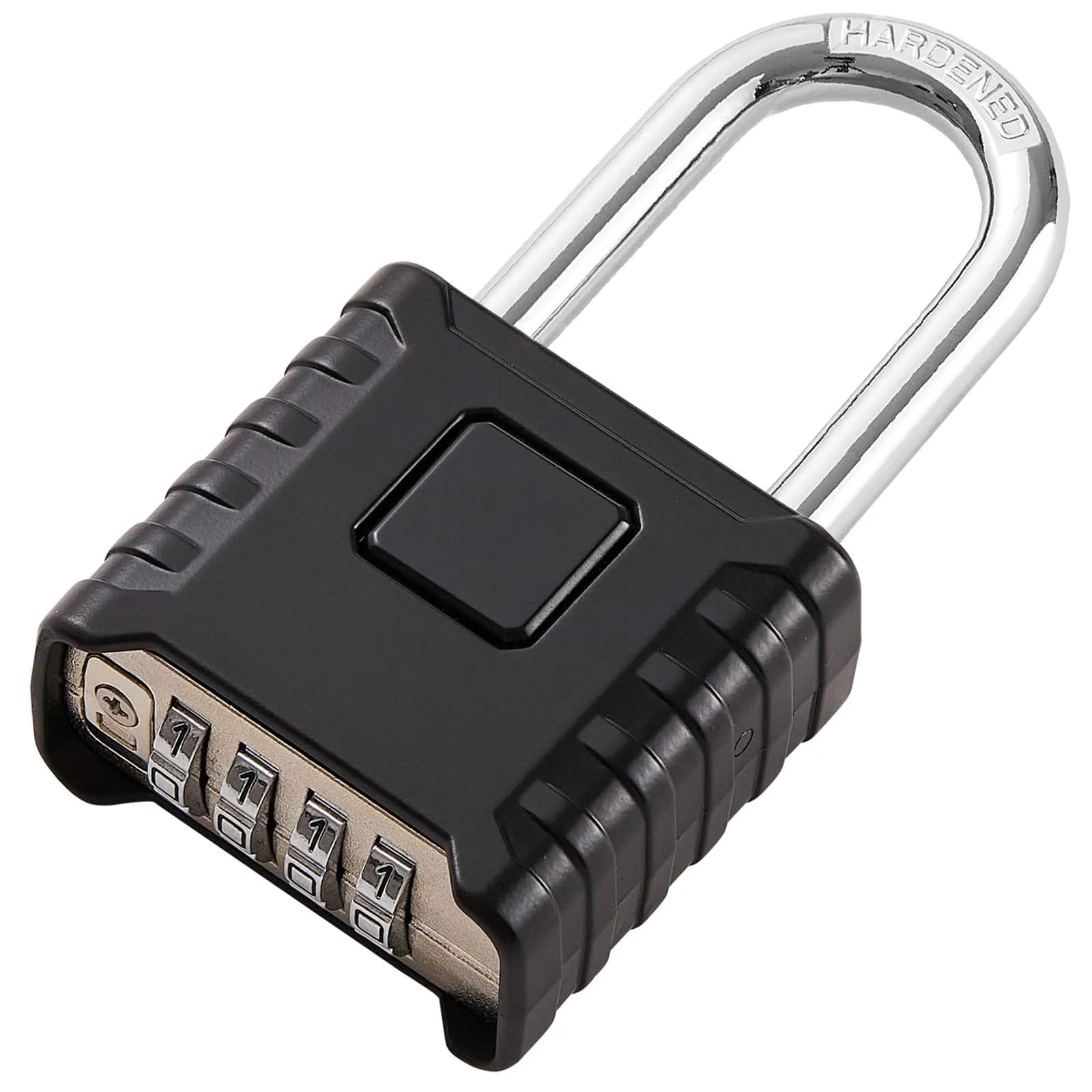 disecu Heavy Duty 4 Digit Combination Lock Waterproof Large Outdoor Padlock for School Gym Locker Fence Gate (Black) — Black Long