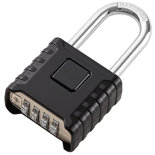 disecu Heavy Duty 4 Digit Combination Lock Waterproof Large Outdoor Padlock for School Gym Locker Fence Gate (Black) thumbnail 1