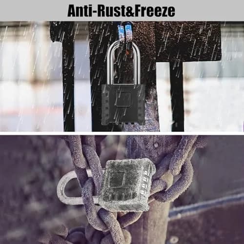 disecu Heavy Duty 4 Digit Combination Lock Waterproof Large Outdoor Padlock for School Gym Locker Fence Gate (Black) thumbnail 6