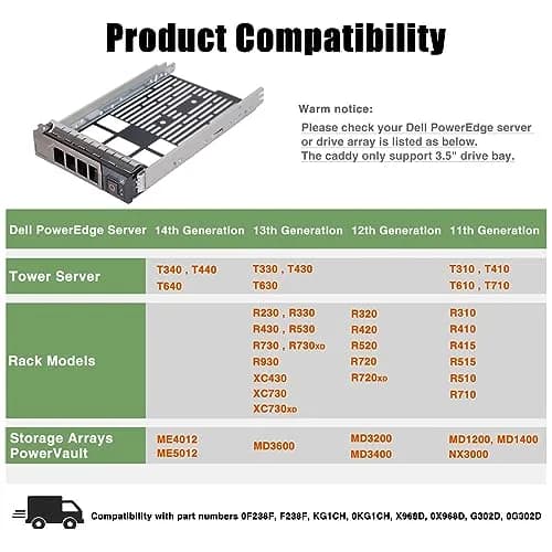 Heretom 50-Pack 3.5 inch SAS/SATA Hard Drive Bracket KG1CH F238F SSD Caddy | Compatible with Dell PowerEdge Servers thumbnail 2