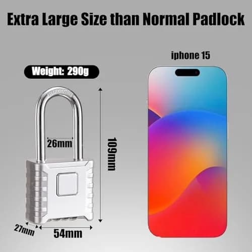 disecu Heavy Duty Long Shackle Combination Lock, 4-Digit Resettable, Weatherproof Outdoor Padlock | 8mm Hardened Stainless Steel Shackle thumbnail 2