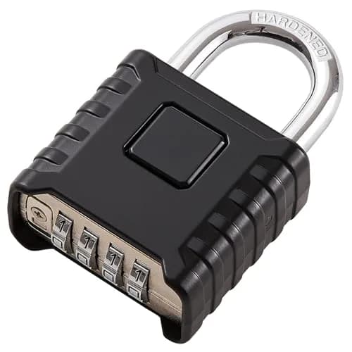 disecu Heavy Duty 4 Digit Combination Lock, 85mm (3.35 in) Height, Black | Resettable Code, Weatherproof thumbnail 1