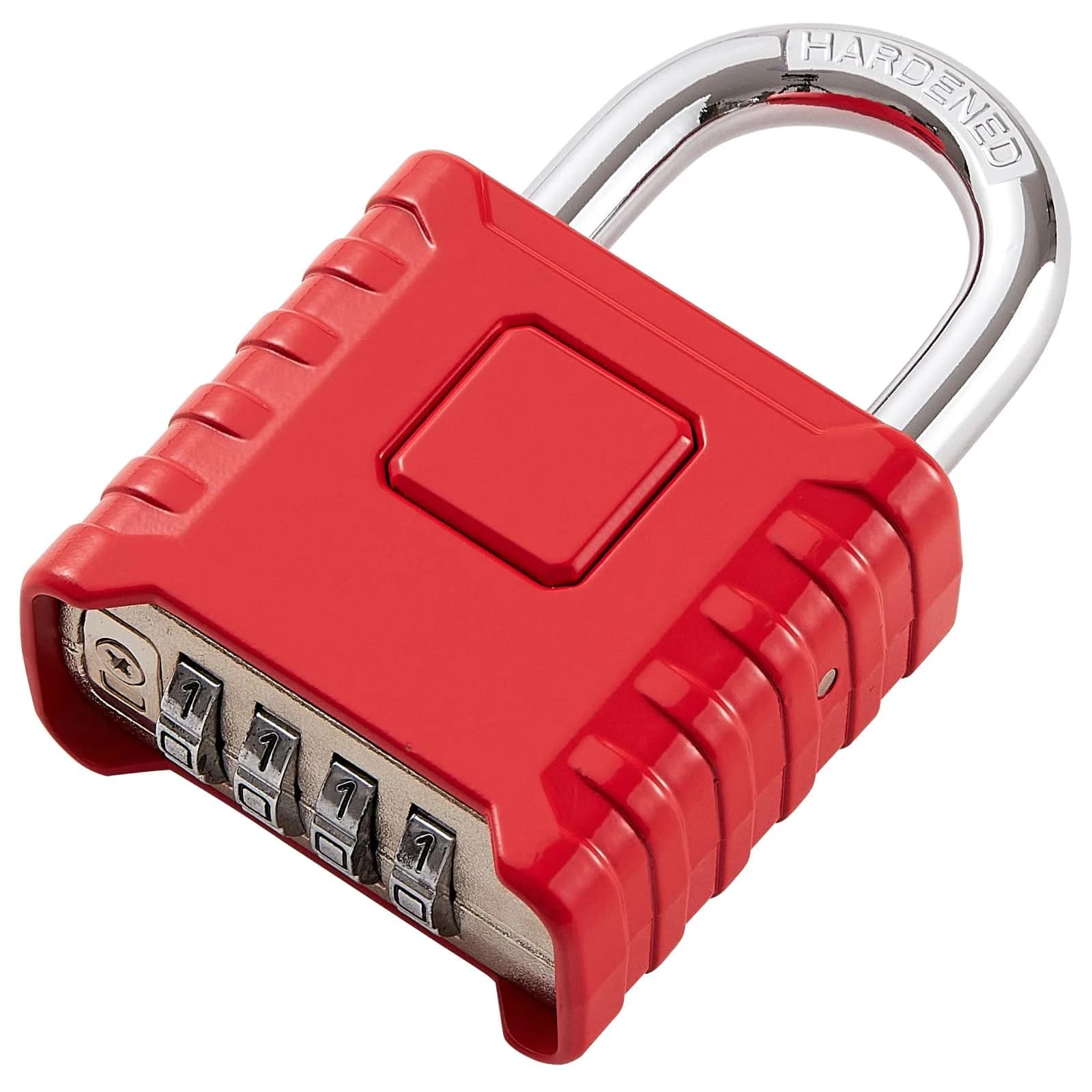 disecu Heavy Duty 4 Digit Combination Lock | Waterproof Outdoor Padlock for School & Gym (Red) thumbnail 1