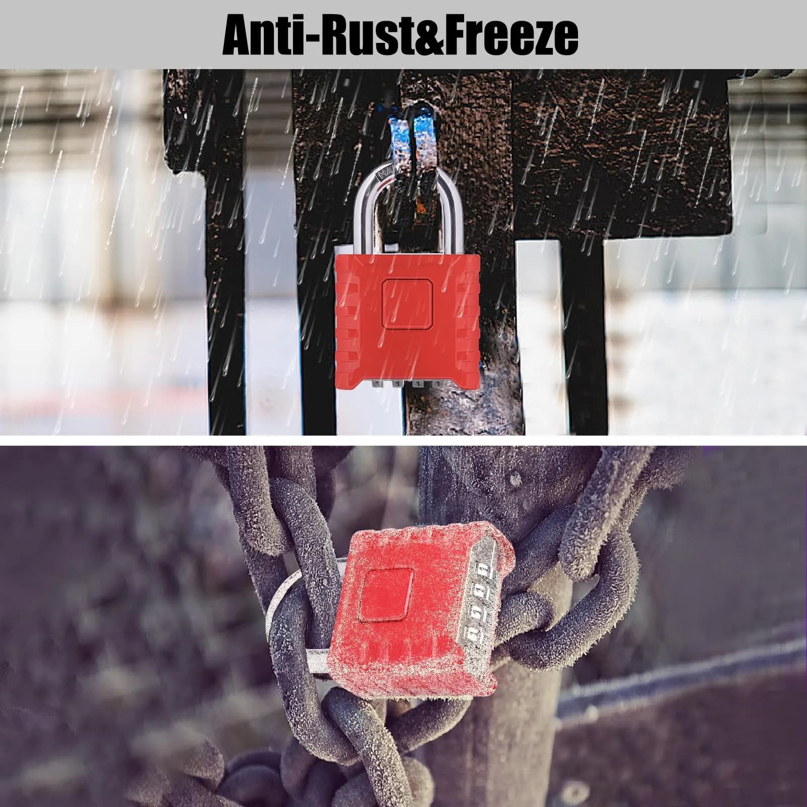 disecu Heavy Duty 4 Digit Combination Lock | Waterproof Outdoor Padlock for School & Gym (Red) thumbnail 6