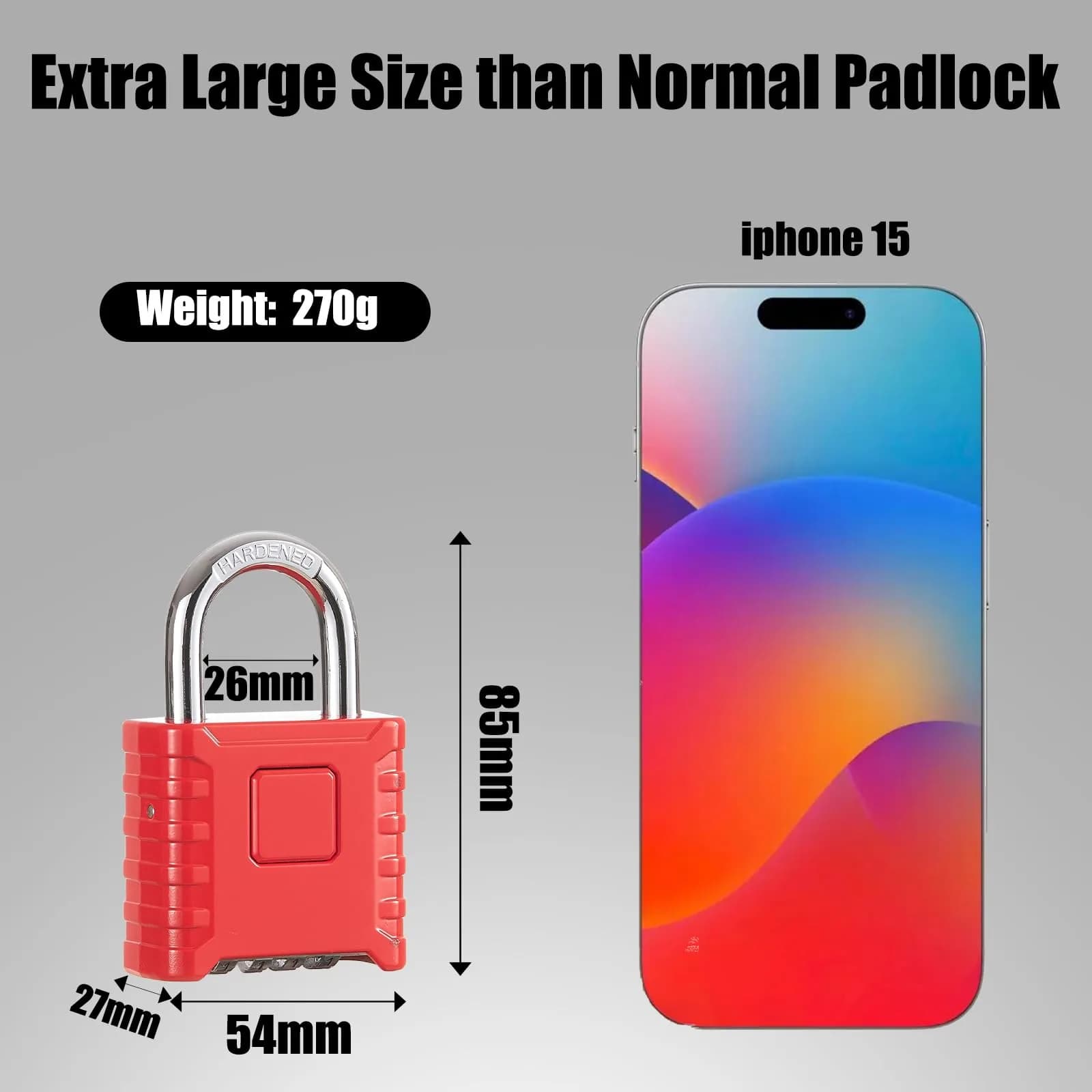 disecu Heavy Duty 4 Digit Combination Lock | Waterproof Outdoor Padlock for School & Gym (Red) thumbnail 2