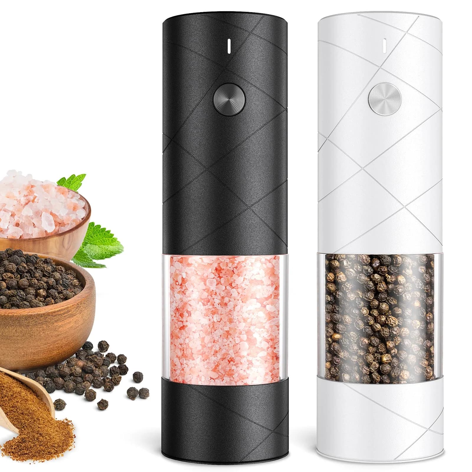 FRTONYI Electric Salt and Pepper Grinder Set | Rechargeable Automatic Spice Mill with LED, Adjustable Coarseness, One-Hand Operation