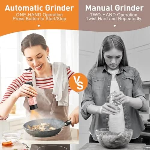 FRTONYI Electric Salt and Pepper Grinder Set | Rechargeable Automatic Spice Mill with LED, Adjustable Coarseness, One-Hand Operation thumbnail 3