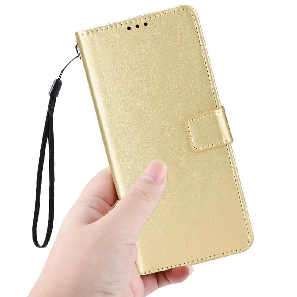 Tuxiwei Wallet Flip Folio Case for OnePlus 12R | Drop-Proof, Shockproof PU Leather, 3 Card Slots, Magnetic Closure, Gold