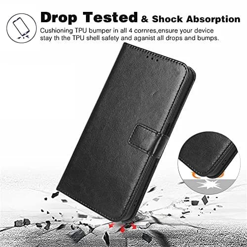 Tuxiwei Wallet Flip Folio Case for OnePlus 12R | Drop-Proof, Shockproof PU Leather, 3 Card Slots, Magnetic Closure, Gold thumbnail 7