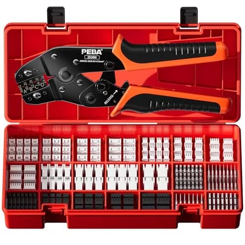 PEBA Ratchet Crimping Tool Kit with Dupont & JST-XH Connectors | AWG 32-20, 2.54mm & 2.5mm thumbnail 1