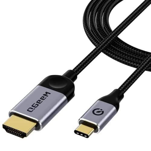 QGeeM USB C to HDMI 4K Cable 6Ft | Thunderbolt 3/4/5 Compatible, 4K@30Hz, Braided Nylon, Aluminum Heat Dissipation thumbnail 1