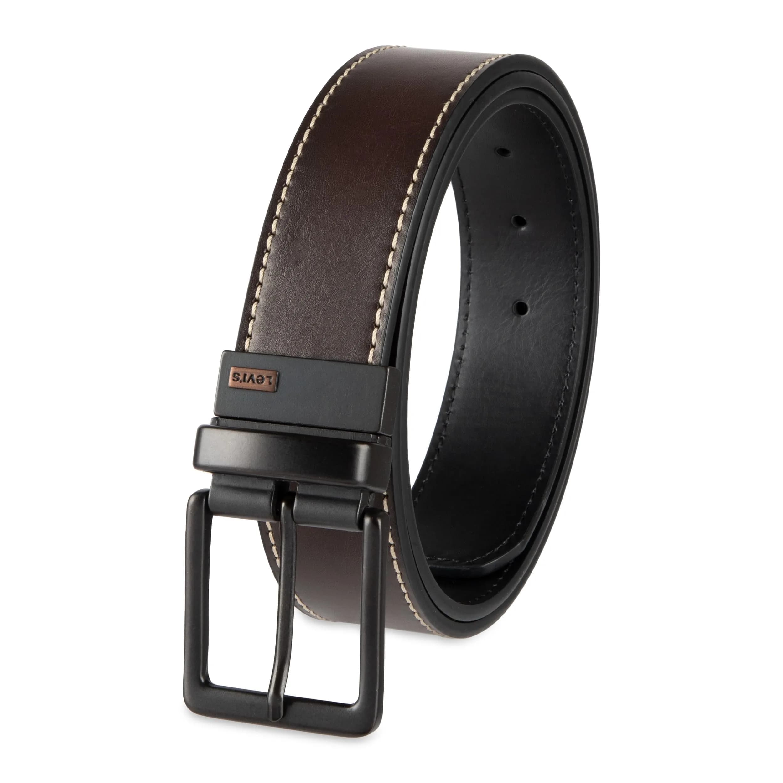 Levi's Reversible Casual Jeans Belt Large (38-40) | Authentic Style & Quality — Brown/Black Logo Buckle