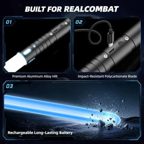 CSNDICE Lightsaber 2 Pack, Metal Hilt, 20 RGB Colors | Dual-Mode Dueling Toy for Kids & Adults thumbnail 6