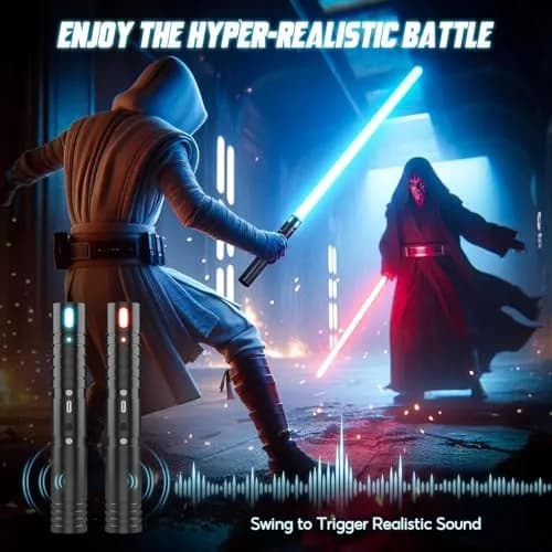 CSNDICE Lightsaber 2 Pack, Metal Hilt, 20 RGB Colors | Dual-Mode Dueling Toy for Kids & Adults thumbnail 2