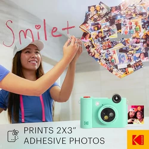 KODAK Smile+ Wireless Digital Instant Print Camera with Effect-Changing Lens, 2x3” Zink Sticky-Backed Photo Prints Mint Green | 5MP CMOS Sensor thumbnail 6