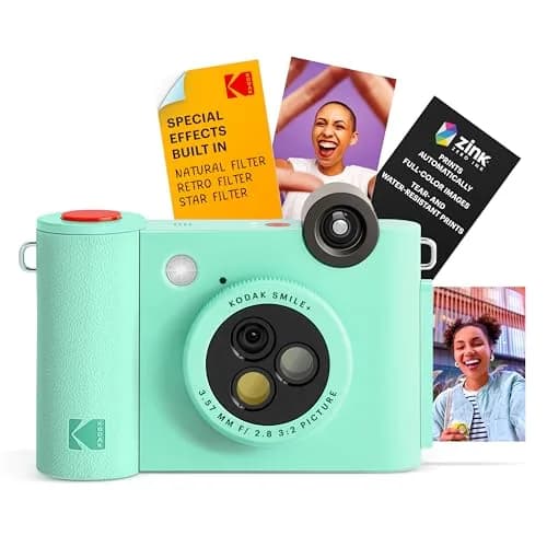 KODAK Smile+ Wireless Digital Instant Print Camera with Effect-Changing Lens, 2x3” Zink Sticky-Backed Photo Prints Mint Green | 5MP CMOS Sensor thumbnail 8