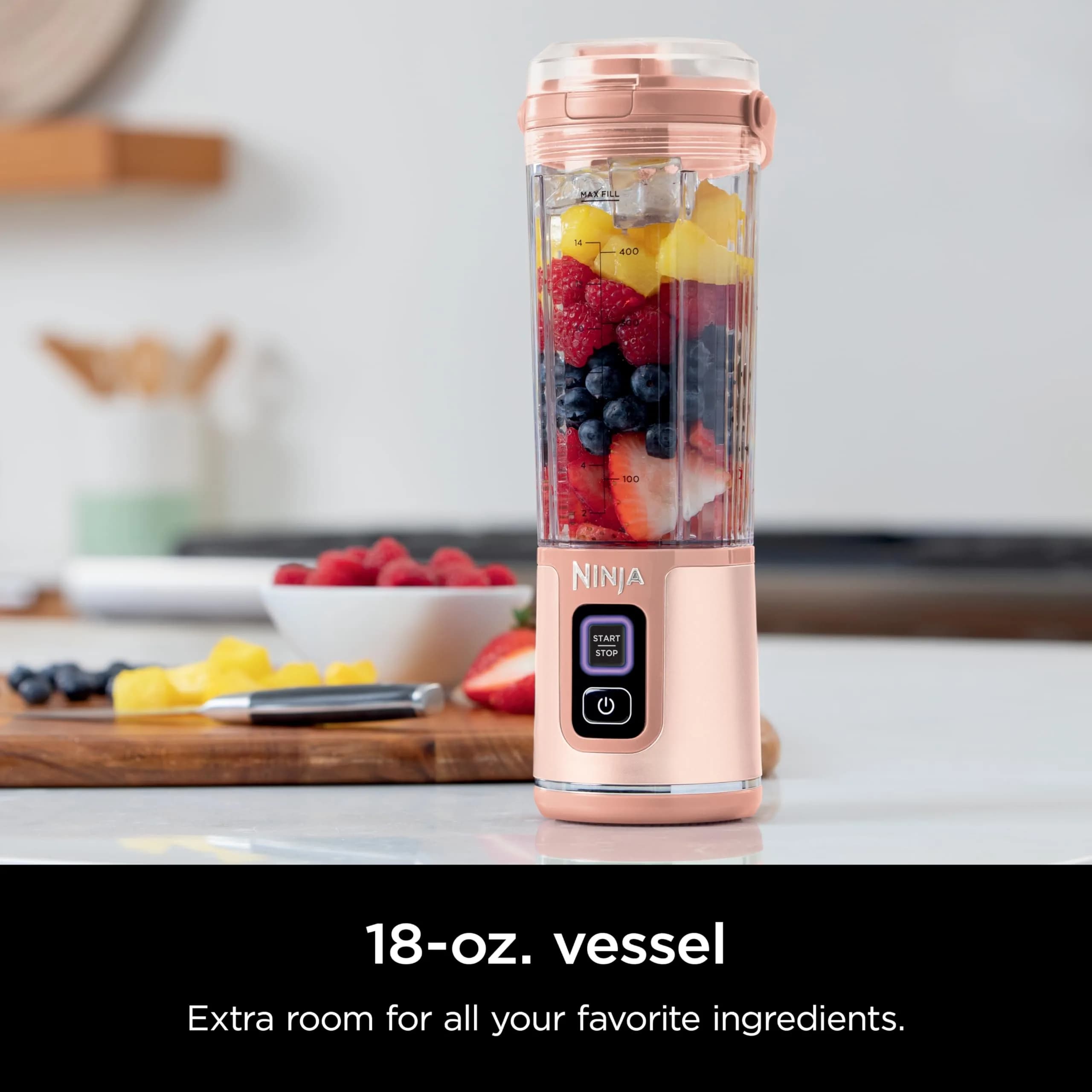 Ninja Blast Portable Blender 18oz Two-Pack in Peach & Stone - Cordless, Blends Ice & Frozen Fruit Anywhere thumbnail 3