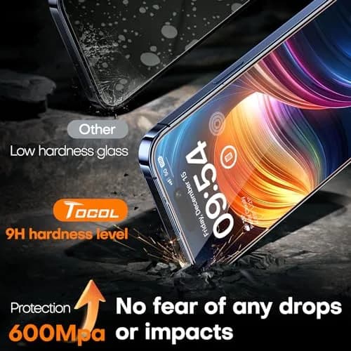 TOCOL iPhone 15 Pro Max Screen Protector | Easy Auto Installation, 9H Shockproof, Scratch-Resistant, Anti-Fingerprint, 2 Pack thumbnail 4