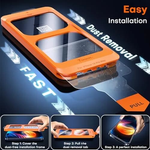 TOCOL iPhone 15 Pro Max Screen Protector | Easy Auto Installation, 9H Shockproof, Scratch-Resistant, Anti-Fingerprint, 2 Pack thumbnail 2
