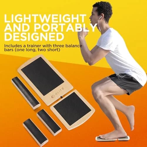 glitz Ankle Balance Board Foot Strengthener Trainer with Adjustable Bars & Video Guide | 0.299 kg (0.66 lb) thumbnail 7