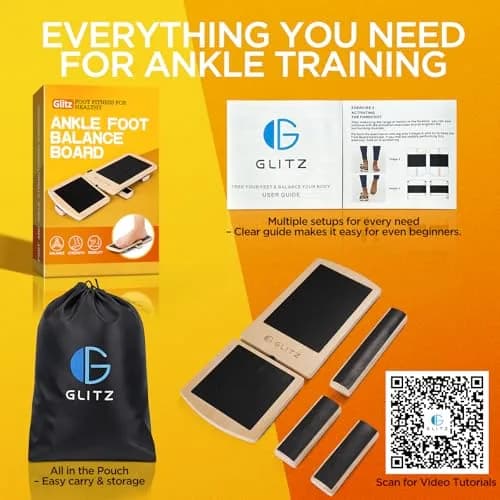 glitz Ankle Balance Board Foot Strengthener Trainer with Adjustable Bars & Video Guide | 0.299 kg (0.66 lb) thumbnail 8