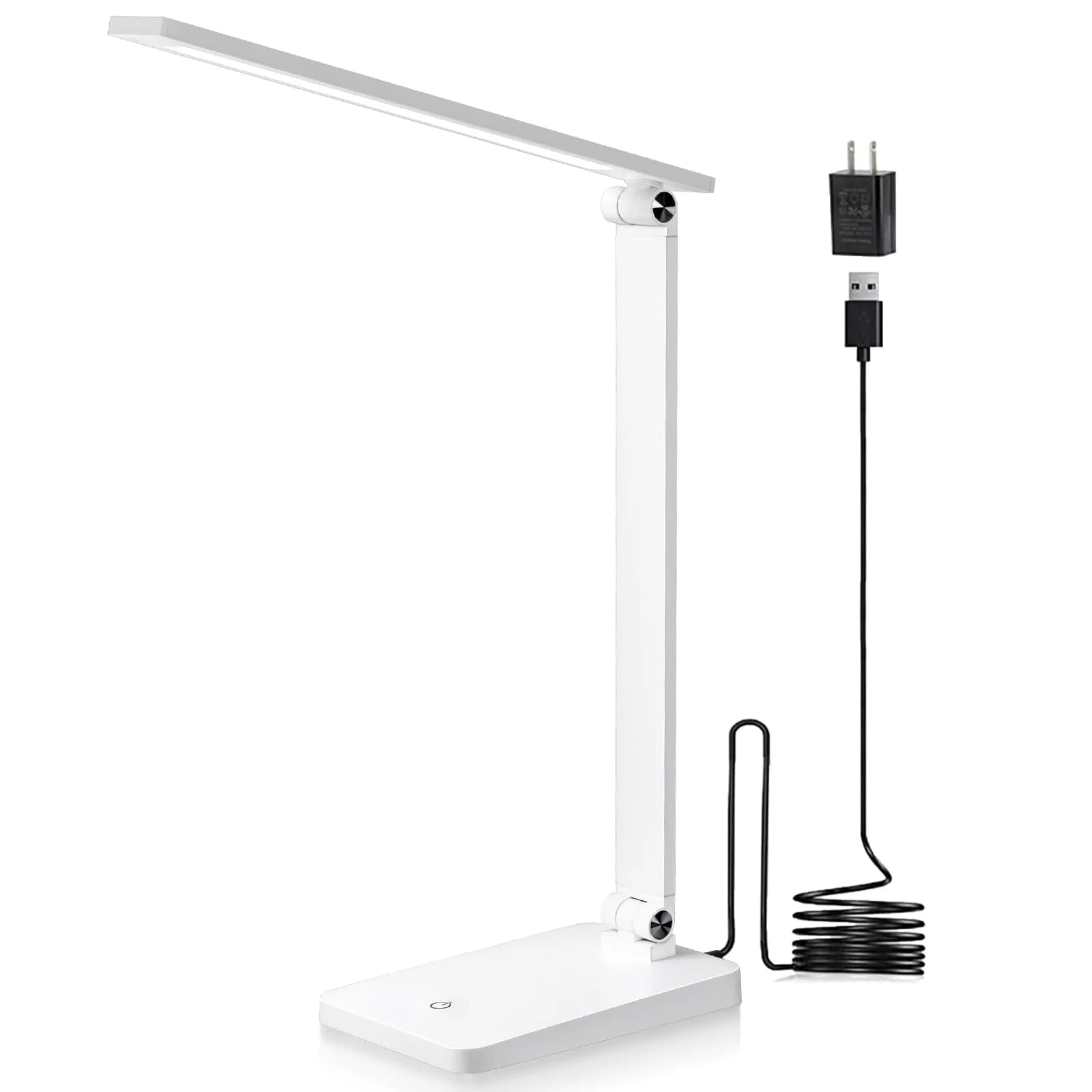 Best World LED White Table Lamp with USB Charging Port & 3 Brightness Levels | 5000K Cool White - main product image