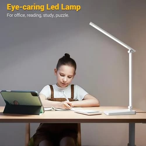 Best World LED White Table Lamp with USB Charging Port & 3 Brightness Levels | 5000K Cool White thumbnail 5
