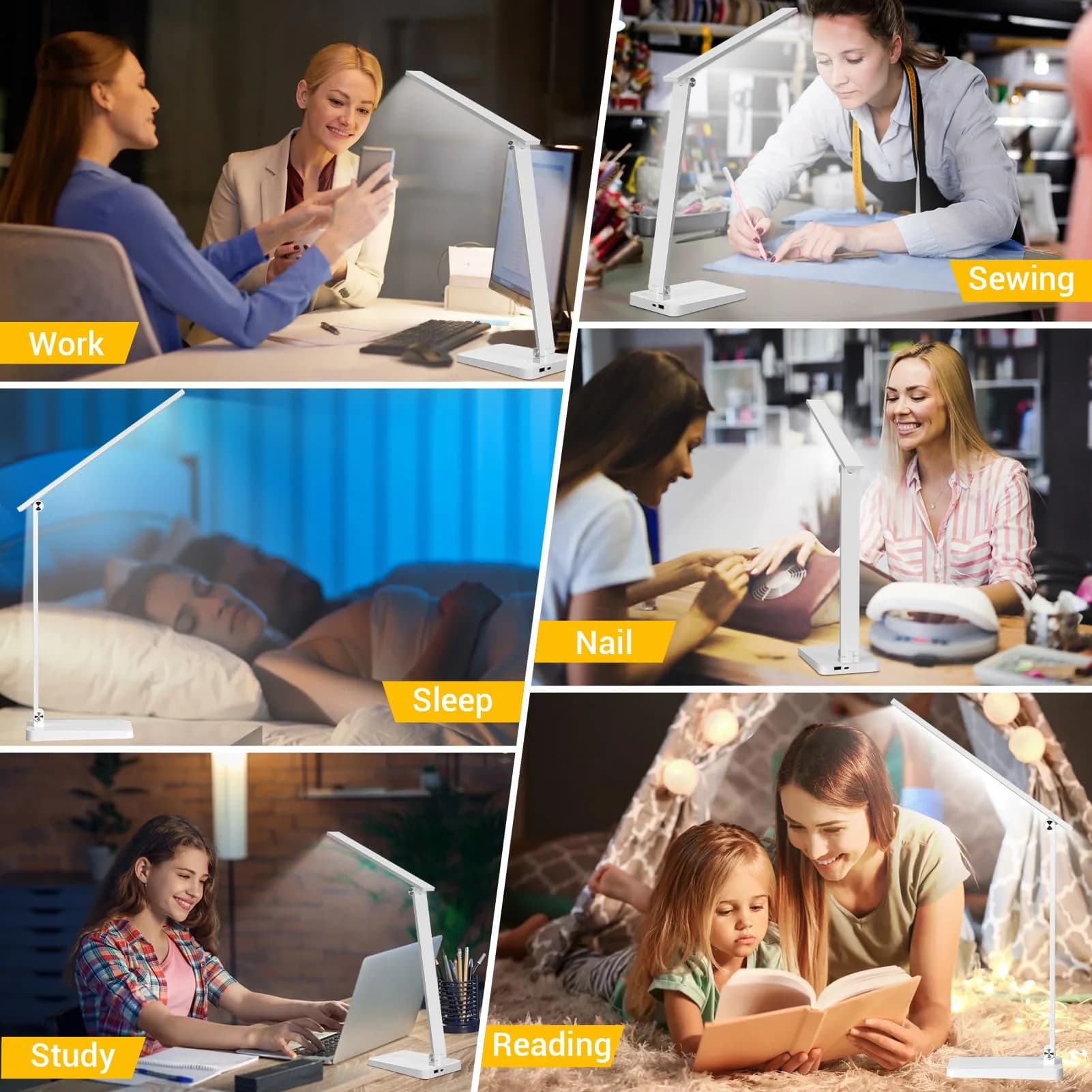 Best World LED White Table Lamp with USB Charging Port & 3 Brightness Levels | 5000K Cool White - view 7