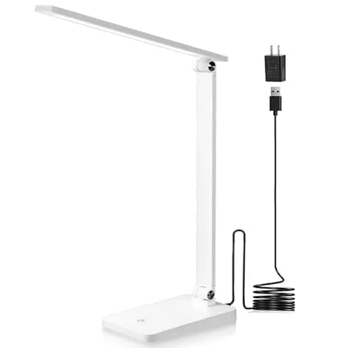 Best World LED White Table Lamp with USB Charging Port & 3 Brightness Levels | 5000K Cool White thumbnail 1